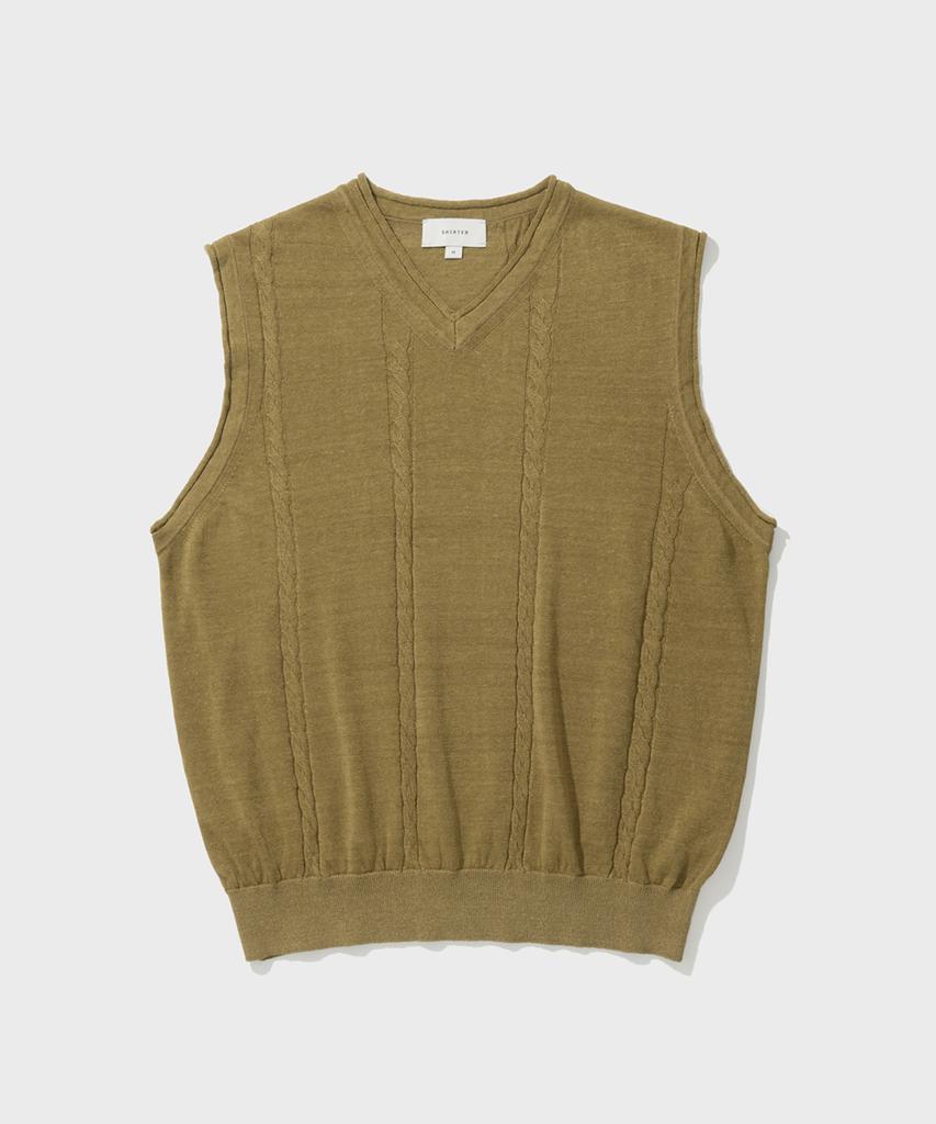 Shirter Cable Linen Knit Vest (Beige)
