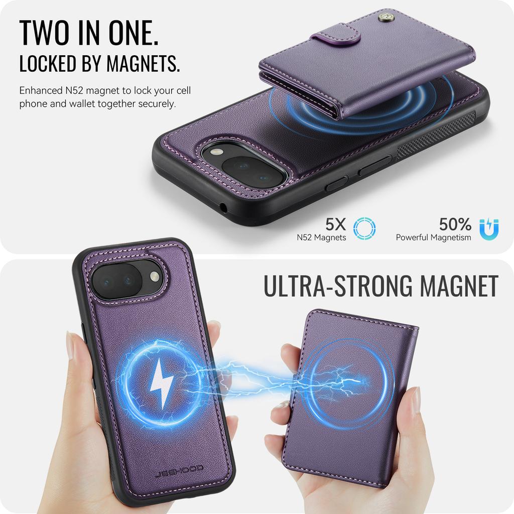 2 in 1 Detachable Business Magnetic Cards Solt Wallet Case For Google Pixel 10 Pro XL 9A 9 8 8A 7A Comfortable Grip Stand Cover