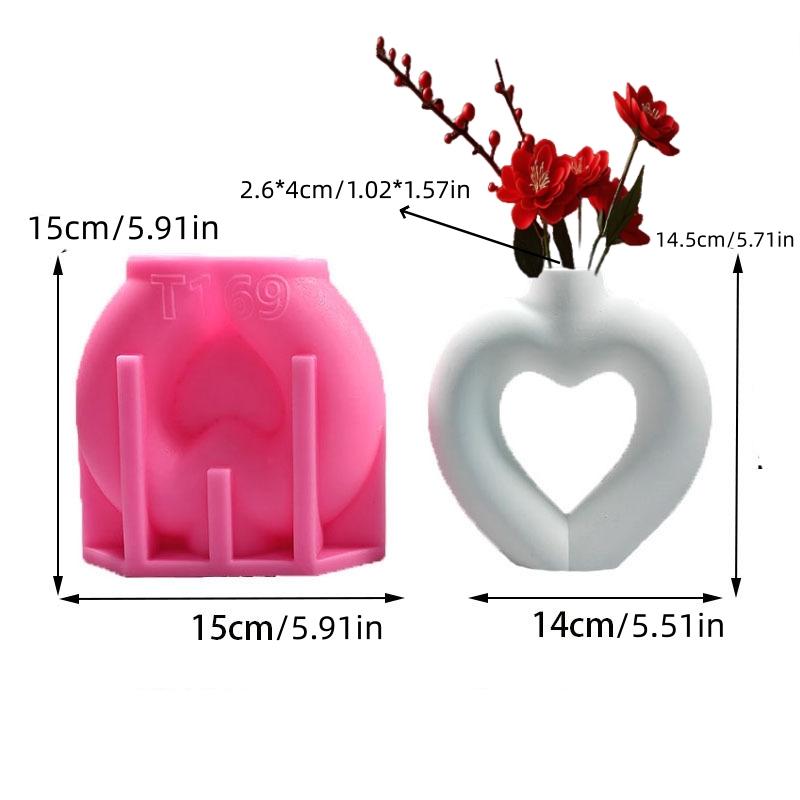 Hollow heart flower vase resin silicone mold heart-shaped vase concrete mould Valentine's Day gift Love flower pot gypsum molds