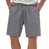 Men Linen Casual Shorts, Elastic Drawstring Waist Big Patch Pocket Loose Fit Lightweight Summer Beach Walking Shorts With Side Pockets Multiple Colors