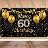 Elegant Black and Gold 60th Birthday Banner - Sparkling Anniversary Party & Photo Booth Decoration, wsj