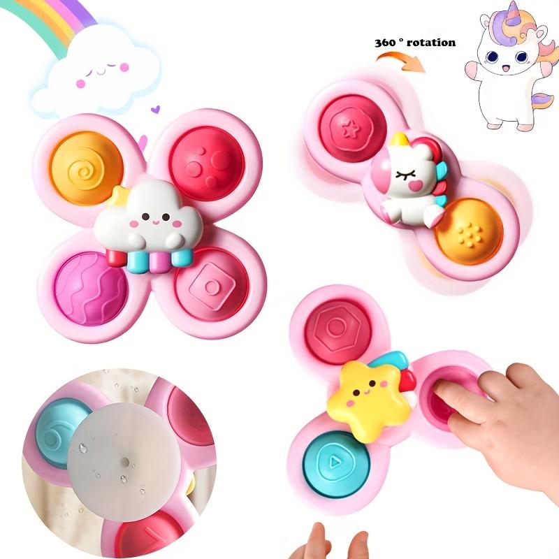 

3 шт. Игрушки-спиннеры на присосках для малышей, Сенсорные игрушки с вращением на 360° в форме единорога, звезды, облака, Прочный пластиковый декор для окна/стены 3 counts