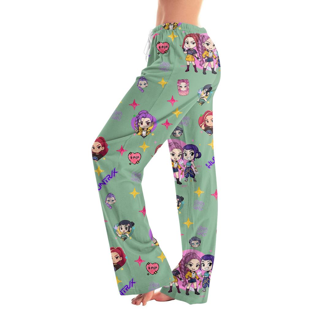 Womens Pajama Pants Sleepwear Casual Drawstring Elastic Waist Pants Comfy Straight Yoga Loose Trousers