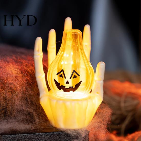 Warm LED Spooky Lamp Skeleton Hand Ghost Face Pumpkin/Scary Eyeball Night Light, Halloween Party Table Centerpiece for Home Decoration And