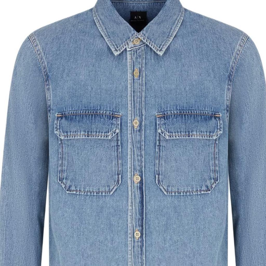 Armani Exchange Regular Fit Cotton Denim Shirt Men Shirts Blue XM001238-AF15123-MB001