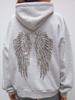 Y2K Retro Wings Sequin Hoodie Angel Wings Ornament Sweatshirt Harajuku Sweet Lady Casual Streetwear Relaxed Fit Pullover Coat