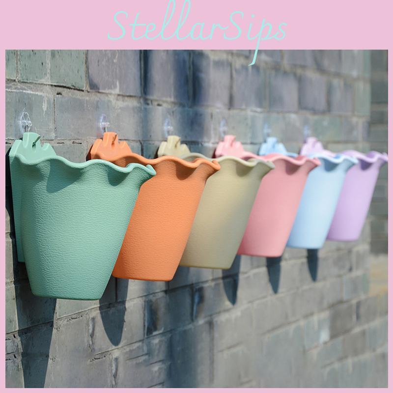 Colorful Plastic Plant Pot For Garden Balcony And Fence Wall Hanging Decoration