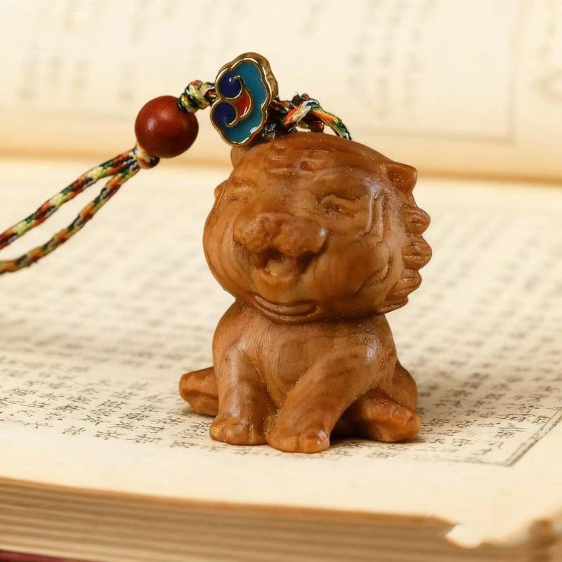 Cliff Cypress Zodiac Wood Carving Pendant Keychain