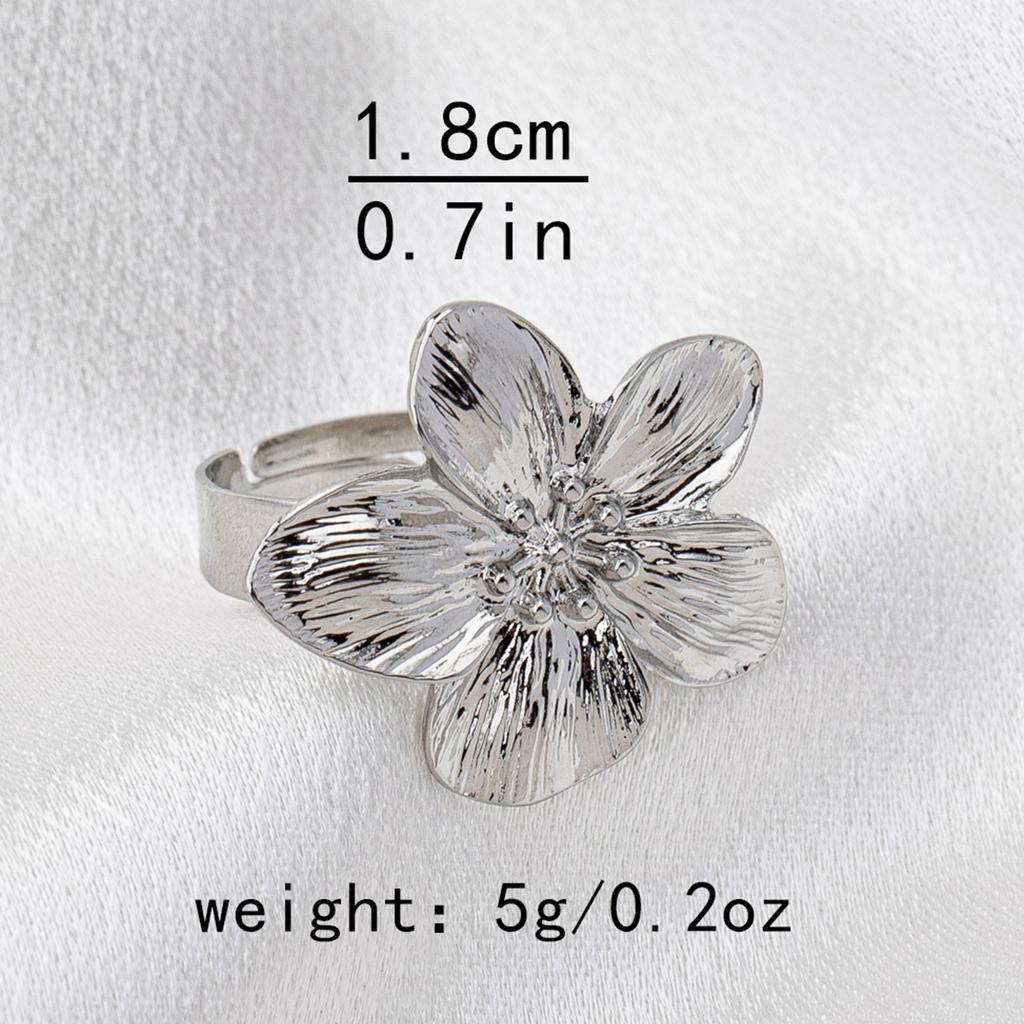 A Women's Ring with a Flower Design, Made of Metal and Adjustable In Size, Suitable for Everyday Wear and Holidays