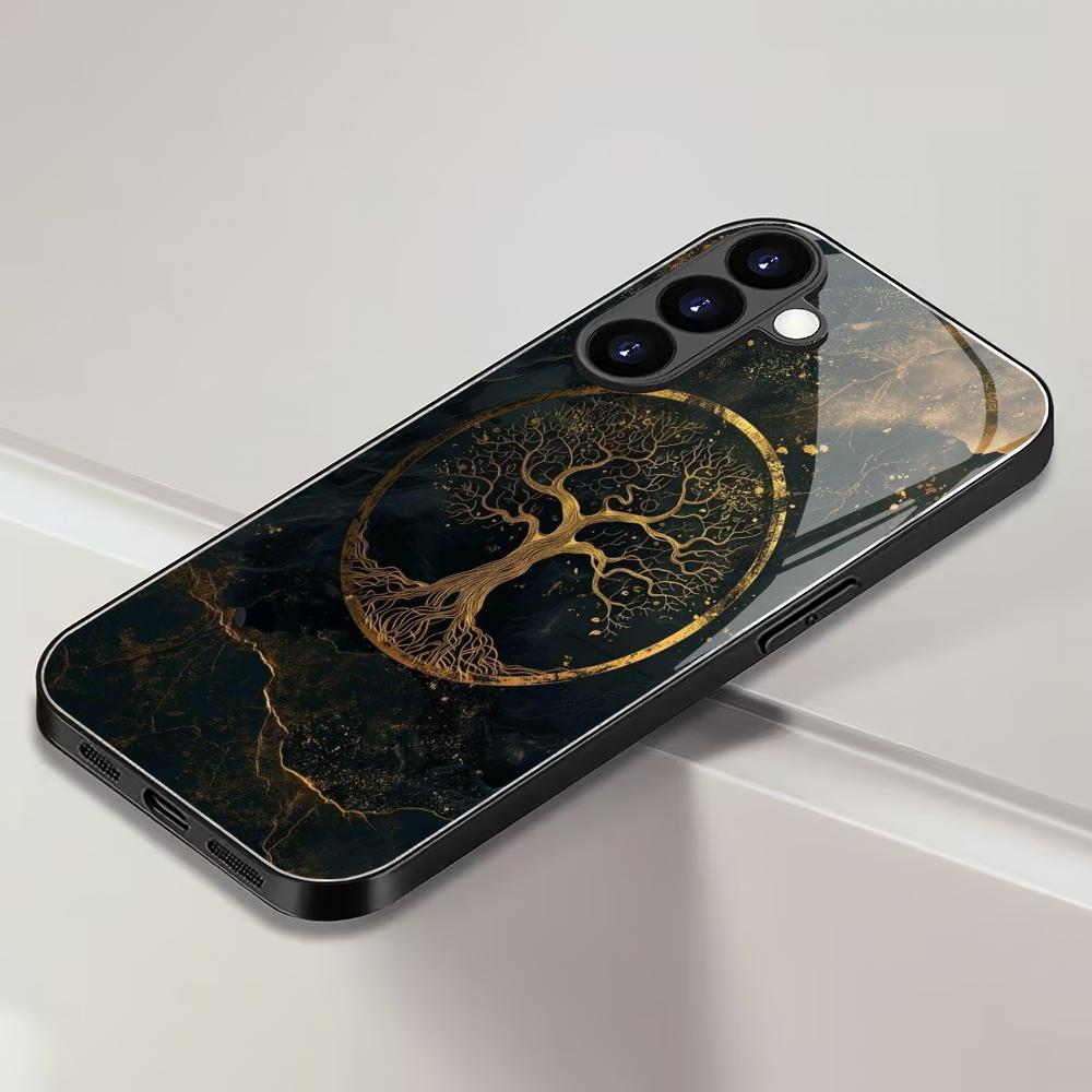 Husă telefon din sticlă securizată Arborele Vieții potrivită pentru Samsung Galaxy S26 S25 S24 S23 S22 S21 S20FE/Ultra/Plus capac spate anti-cădere