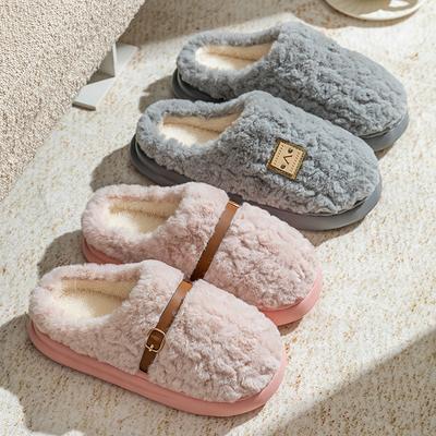 Splicing Terry Cotton Shoes Autumn and Winter Indoor Home Warmth Comfortable Plush Household Cotton Slippers