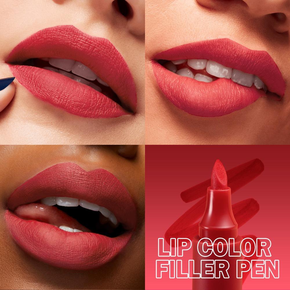 LANGMANNI Neues Produkt Flüssiger Lippenstift Flüssiger Lippenlinienstift Wasserdicht Imprägnierfarbe Dreifarbig Langlebiger Lippenstift