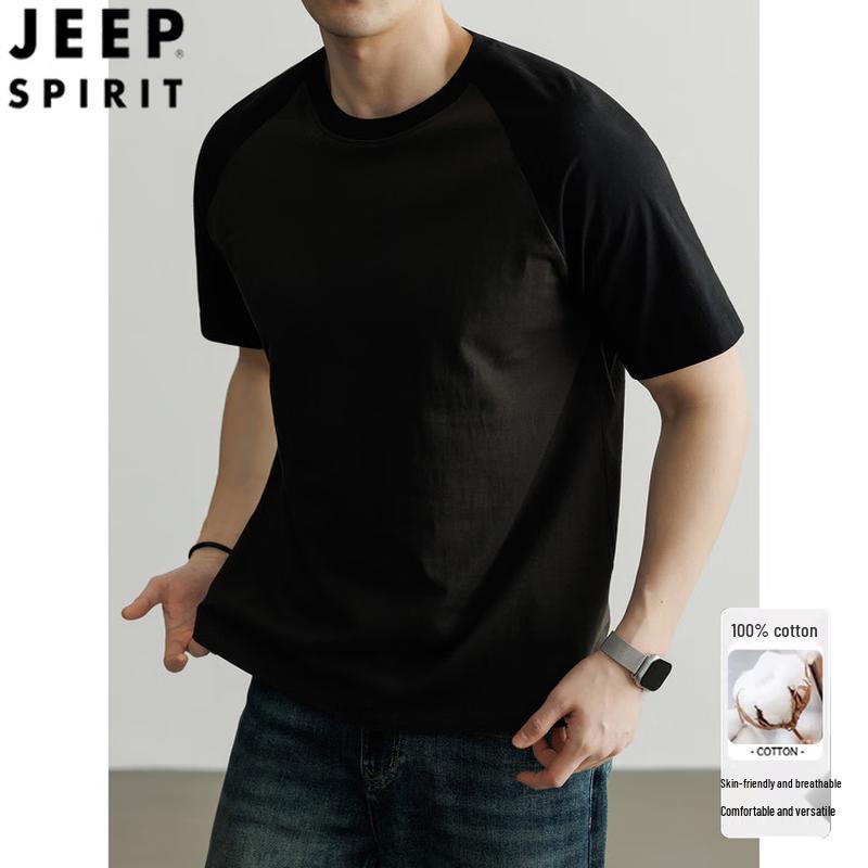 

JEEP SPIRIT Men s Color-Block Raglan Sleeve Cotton T-Shirt L