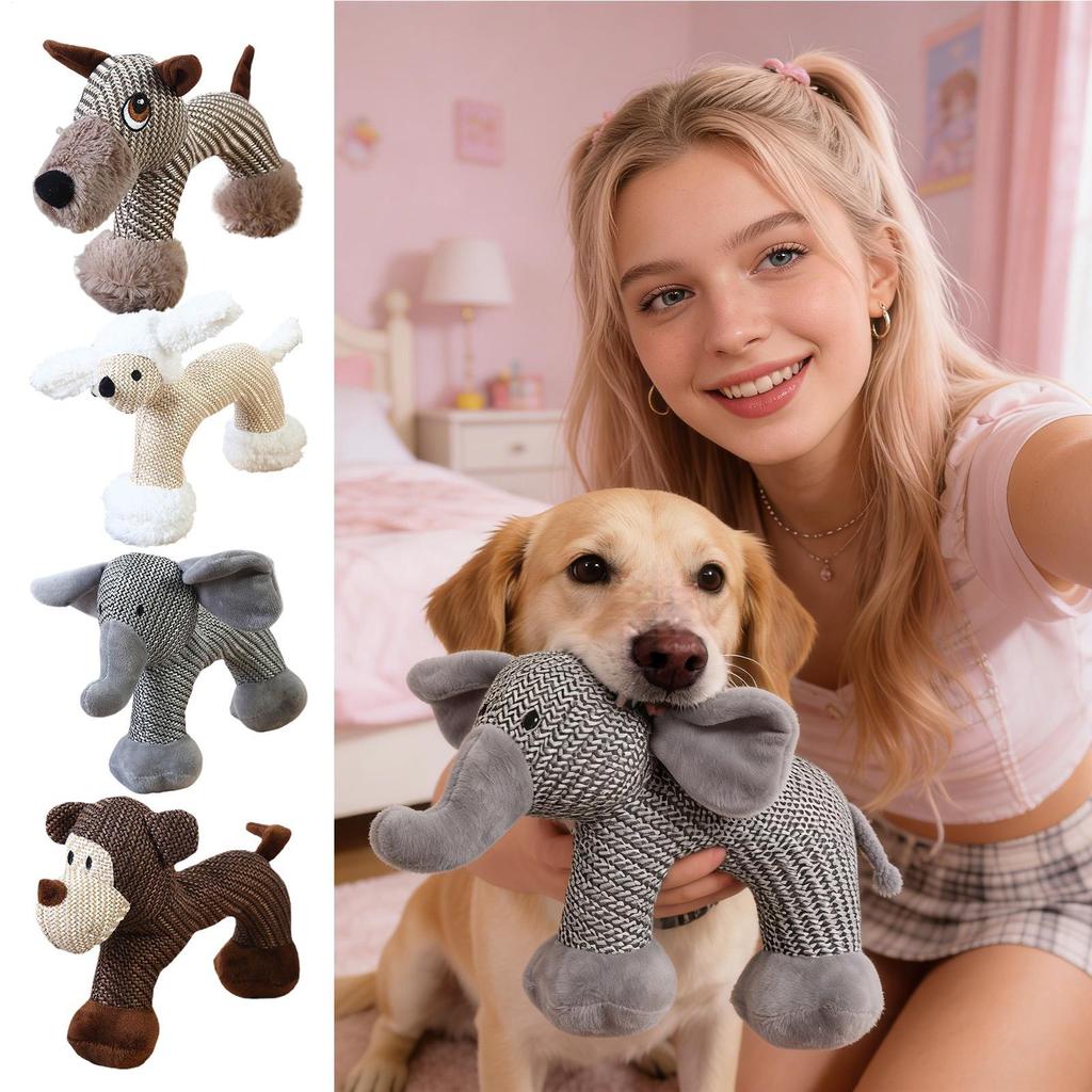 Stuffed Dog Toys Cute Funny Soft Squeaky Puppy Chew Toys For Teething For Indoor Outdoor Apartment Sleeping Training Stimulation