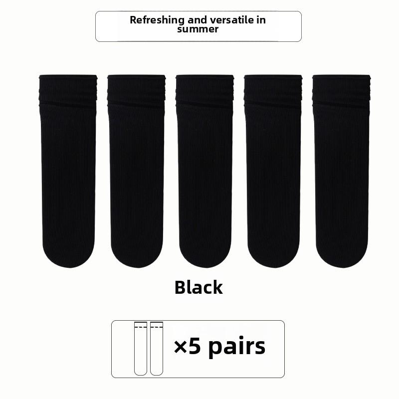 5 Pairs of Women's Summer Thin Long Tube Pile Socks