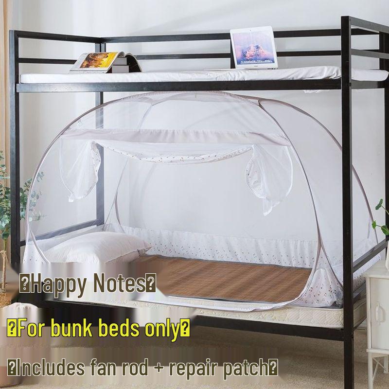 Foldable Yurt Mosquito Net for 1.0m Bunk Bed - No Installation Needed, Perfect for Student Dorms & Parent-Child Beds with Zipper Access