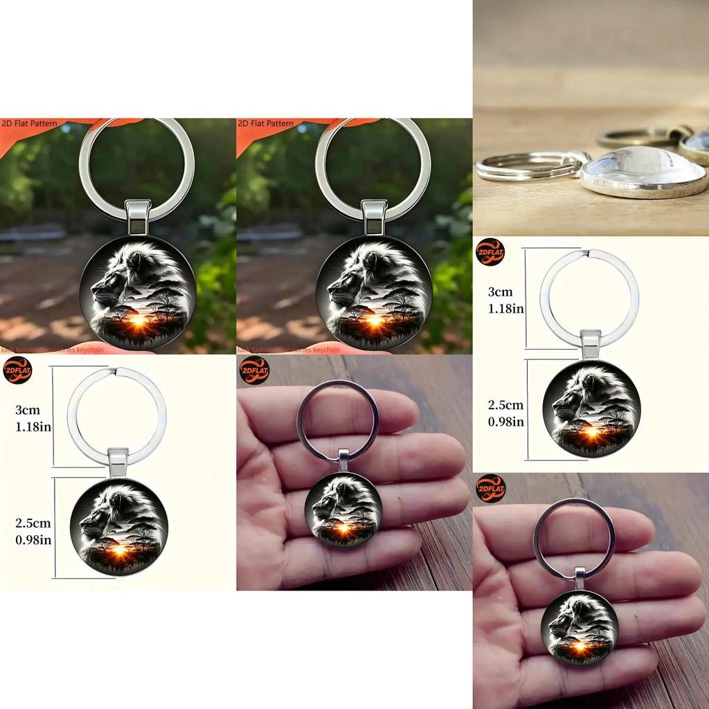 Lion Pattern Pendant Keychain With Silver Zinc Alloy For Gift Giving