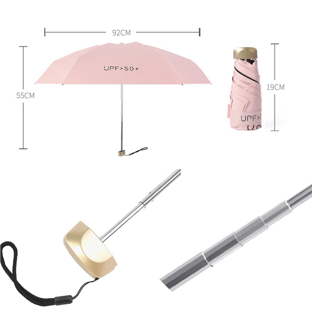 JunyueLiang Light Heat Folding Convenient To Comes with a Storage For Both Sunny and Rainy UV Wind Water Heat Stroke Rainy Season Gift Parasol,