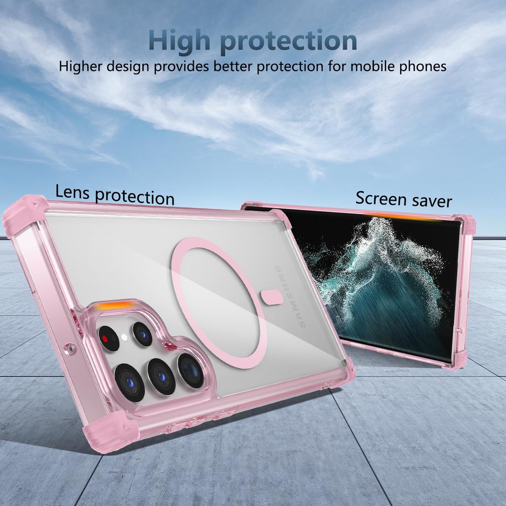 For Samsung Galaxy S22 Ultra 5G Magnetic Case TPU+PC Clear Phone Cover