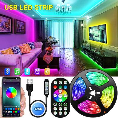 APP 5050RGB USB Bluetooth šviesos juosta 5V RGB LED lempos juostelė, lanksti šviesa, skirta kambario dekoravimui TV foninio apšvietimo diodų juosta