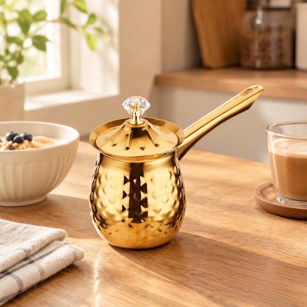 Stainless Mini Cooking Pot Lidded Hammered with Lid Colored 200ML