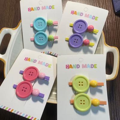 2 Stück Süße Knopf-Haarspangen Für Baby-Mädchen Bonbonfarbe Kugel-Haarspange Kinder Kawaii-Haarspangen Kinder-Haarspangen Bobby Pins Geschenk