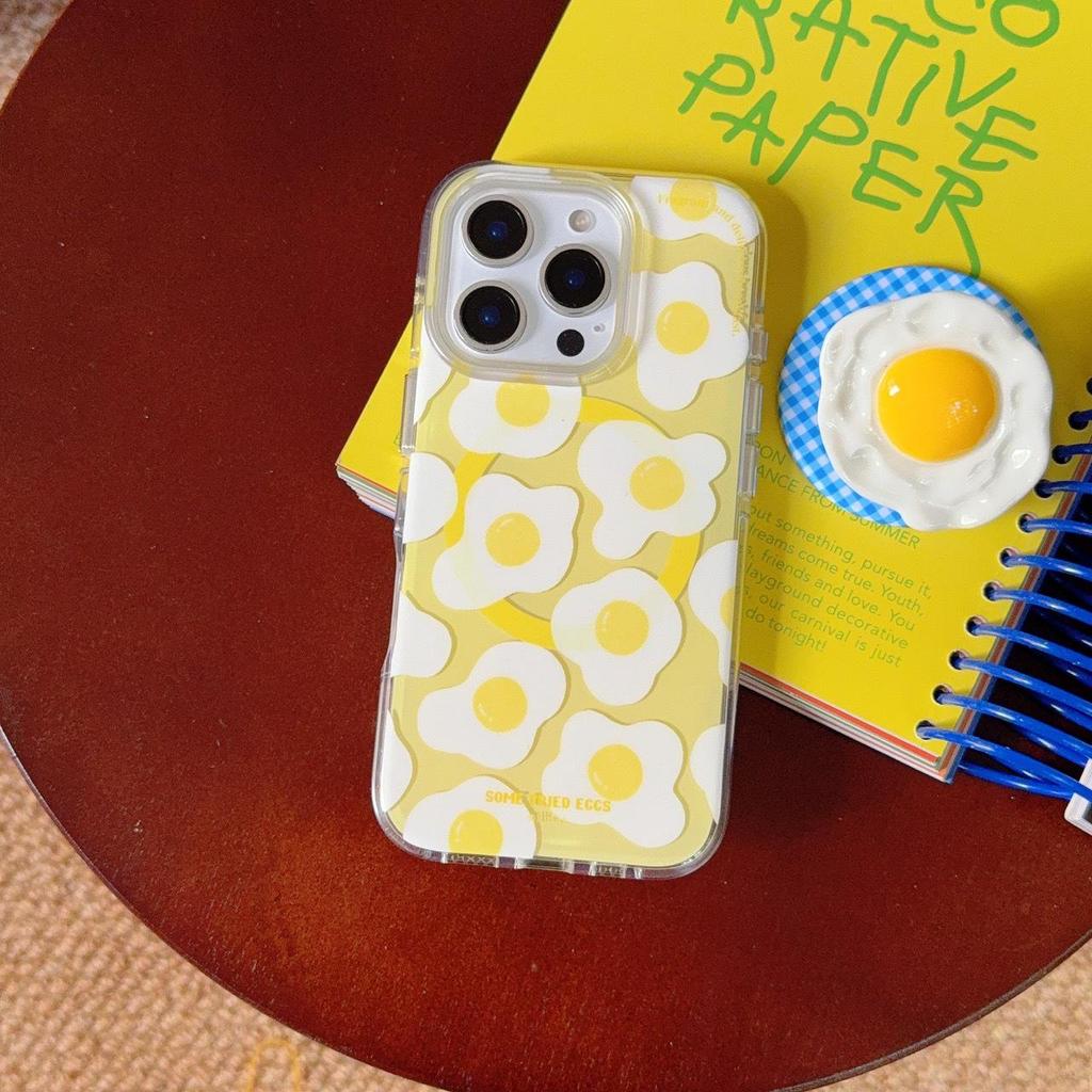 Creative Fried Egg Magnetic Phone Case for iPhone 16 Pro Max - High-Grade Protective Cover