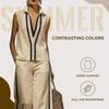 Set Canotta Senza Maniche Donna Colore a Contrasto Stile Europeo Lusso Leggero Estivo Trendy Elegante