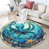 Octopus and Starfish Round Area Rug,Carpet Rug for Living Room Bedroom Sofa Playroom Decor,Non-slip Floor Mat