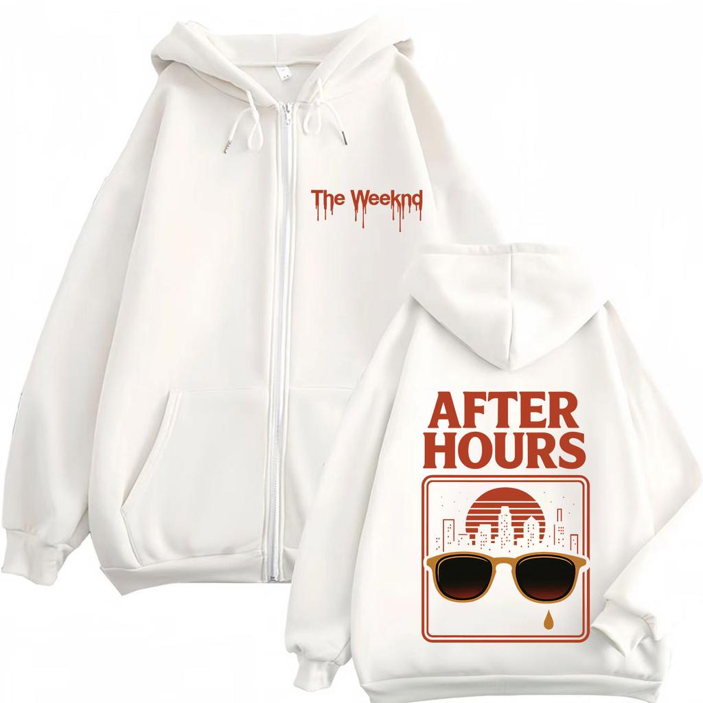 The Weeknd After Hours Til Dawn Tour Print Zipper Hoodie Men Women Fashion Sweatshirts Long Sleeves Casual Zip Up Jacket