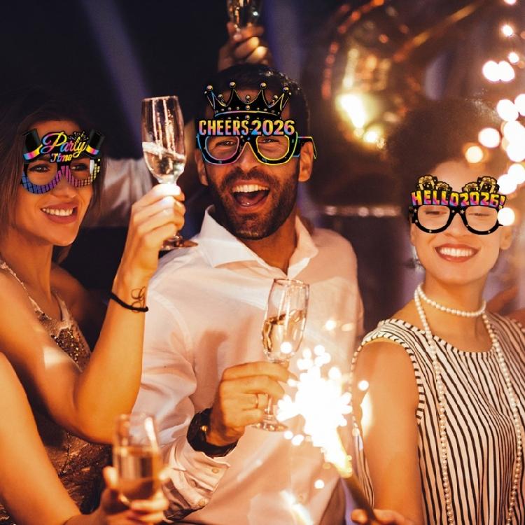 New Year 2026 Paper Eyewear Bundle 8 Pcs Costume Accessory Funny Party Glasses Celebration Decoration Props