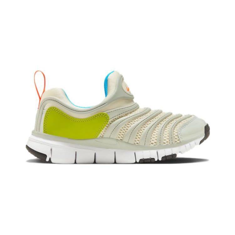 Nike Dynamo Free PS Gąbka Gąsienica Amortyzacja Niskie Dziecięce Buty Lifestyle Srebrno-Zielone Przedszkolne FN3690-180