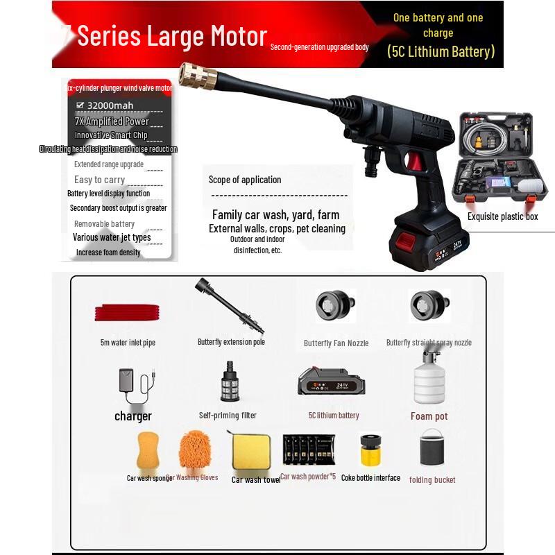 Wireless High-Pressure Car Washer 1 Battery 1 Charger