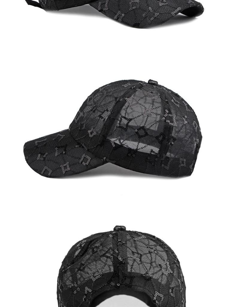 Koreańska Letnia Czapka Baseballowa z Siatki z Cekinami dla Kobiet - Oddychająca Czapka z Daszkiem