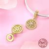 copper Gold Plated Round Compass Sun Zircon Drop Pendant Charm Compatible With Authentic Charm Bead Charms Bracelets Women Do It Yourself Jewellery Gi