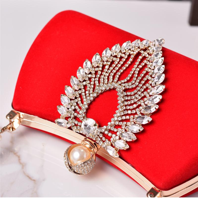 Crystals Bag Diamond Pearl Crossbody Wallets for Women Vintage Elegant Party Handbags Clutch Purses Velvet Luxury Designer Bag