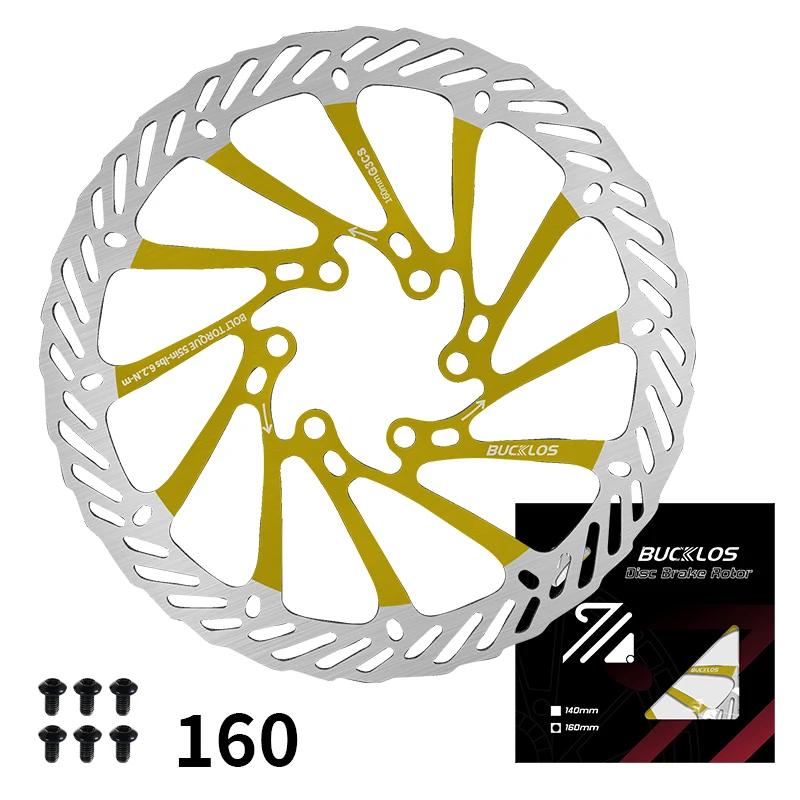 BUCKLOS Bicycle Brake Disc 160MM 180MM 203MM G3CS Bike Disc Brake Rotor Stainless Steel Road Mountain Bike Rotor MTB Rotor Yellow-160MM