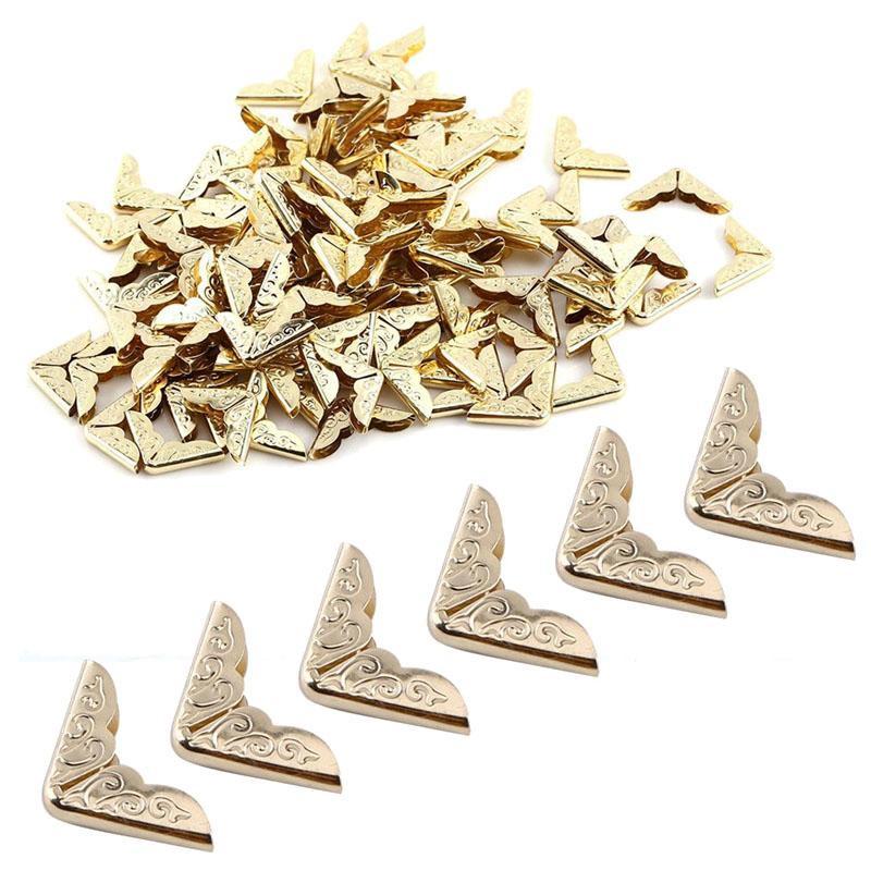 100 st Högkvalitativa Gula Retro Metallhörnskydd För Album