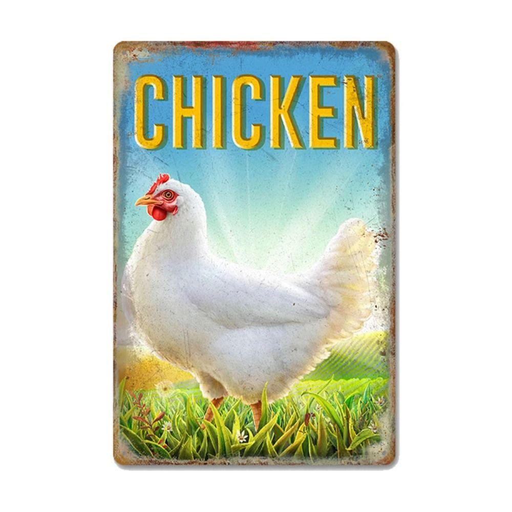 Funny Warning Chicken Sign, Indoor Outdoor Metal Plaque 20x30cm