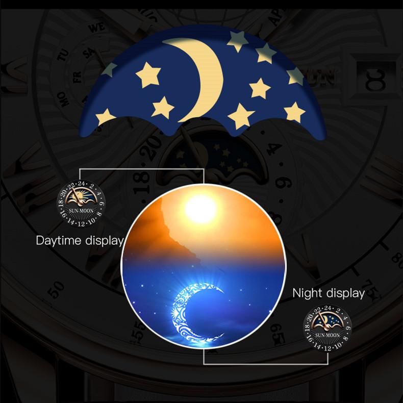 JINSHIDUN Neue Business- und Freizeit-Herrenuhr Automatische mechanische Uhr Drei-Augen-Sechs-Zeiger-Uhr Modetrend Herrenuhr