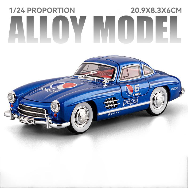 

1:24 300SL 500K Car Model Toy Doors Opened Sound Light Models Front Wheel Steer Shock Absorption Vehicle for Hobby Collectors