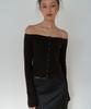 Jaejeudeu Off-Shoulder Cardigan_Brown
