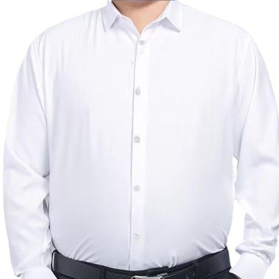 Formales Hemd für Herren, Umlegekragen, hohe Elastizität, einfarbig, einreihig, langärmelig, Business-Stil, weich, atmungsaktiv, Herrenoberteil in Übergröße