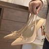 Bow Patent Leather Bag Head Sandals Women's 2025 New Thin Heel Pointed Light Mouth Nude Rear Empty High Heels Are Beautiful
