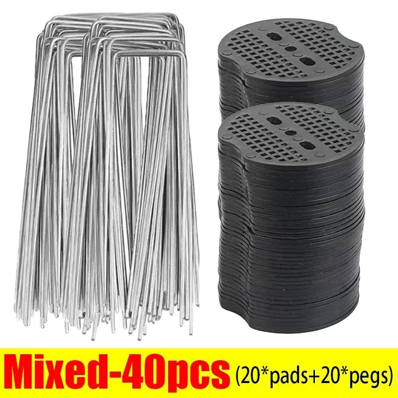 U-type Garden Staples Fence Tubing Stakes Sod Pins Landscape Spike with Plastic Gaskets Holding Lawns Hoses Barrier Ground Nail