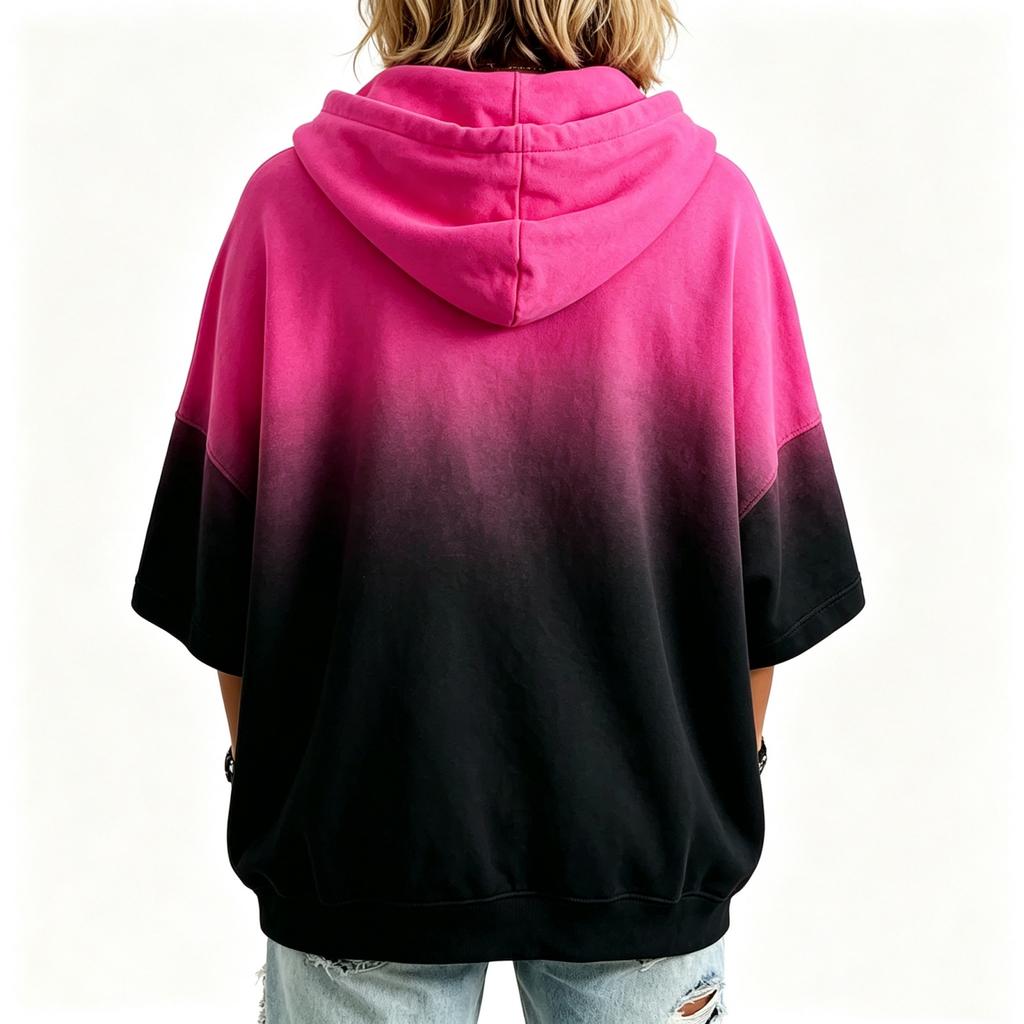 Women's Hooded Print 3/4 Sleeve Loose Fit Sweatshirt for Casual Everyday Wear