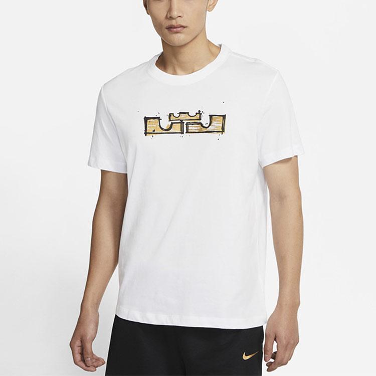 Nike Lion Print Basketball Sports Crew Neck Short Sleeve T-Shirt Men Tops White DD0784-100