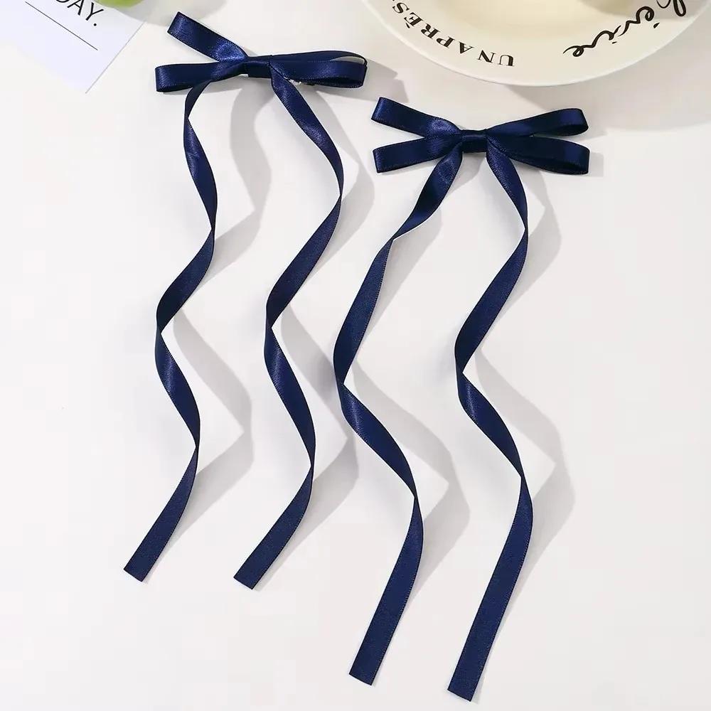 2pcs Long Tassel Ribbon Hairpin Cute Candy Bow Clip for Women Girls Party Gifts Headwear Side Clips Hair Accessories