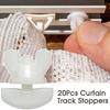 20pcs White Plastic Curtain Track Stoppers Easy Installation Drapery Rails Sliding Gliders Curtain Fasteners Accessories