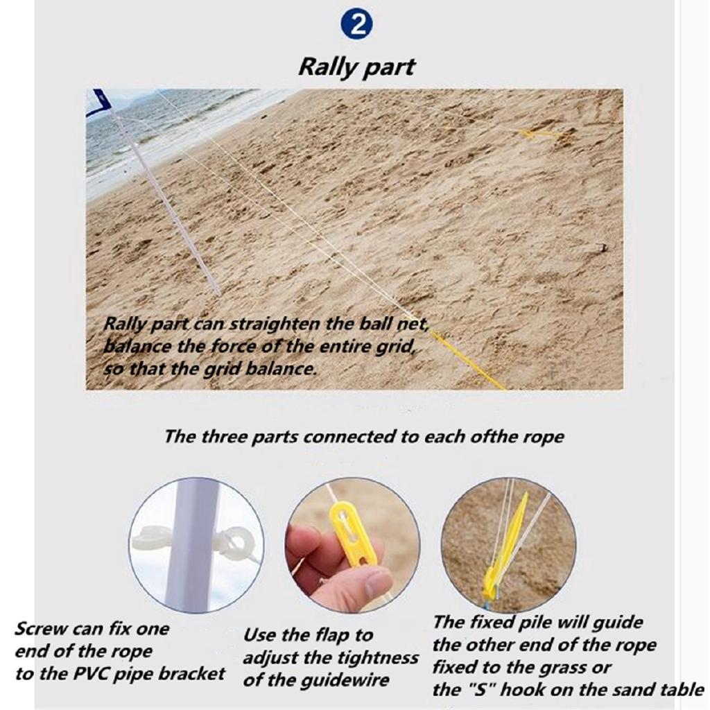 Portable Beach Volleyball Net System Set Adjustable Posts Ball Hand Pump Outdoor Sports Volleyball Training PVC Tube